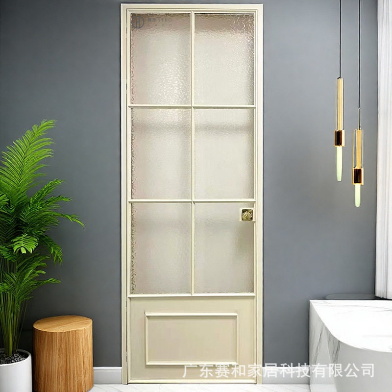法式玻璃门厂家订置复古铝合金隔条水波纹玻璃门庭院咖啡店商铺门