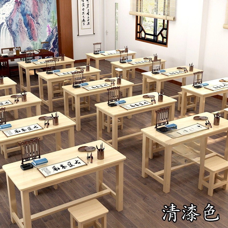 辅导班学生书法学校书桌补习班班托管课桌椅培训桌桌子写字桌教室图片