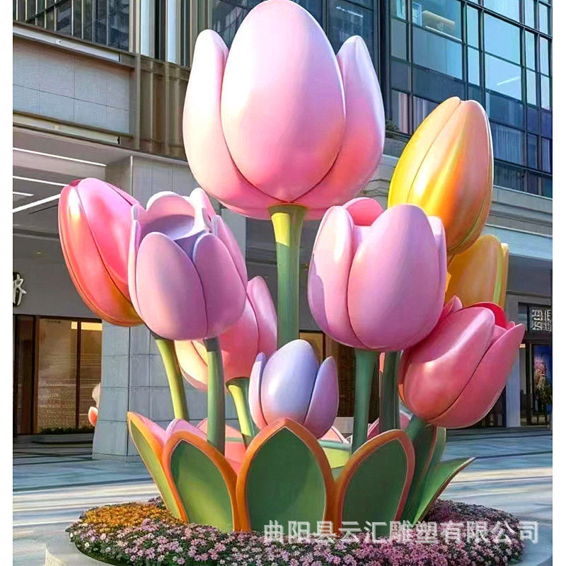 定制玻璃钢彩绘爱情主题气球爱心雕塑玫瑰花牡丹花商场装饰品摆件