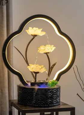 新中式灯饰摆件循环水客厅家居饰品玄关边几装leb