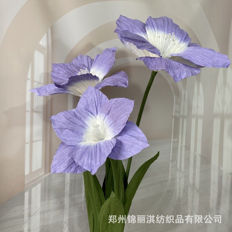 百合花纸花手工晕染婚庆道具装饰仿真花婚礼背景路引花摄影橱窗用