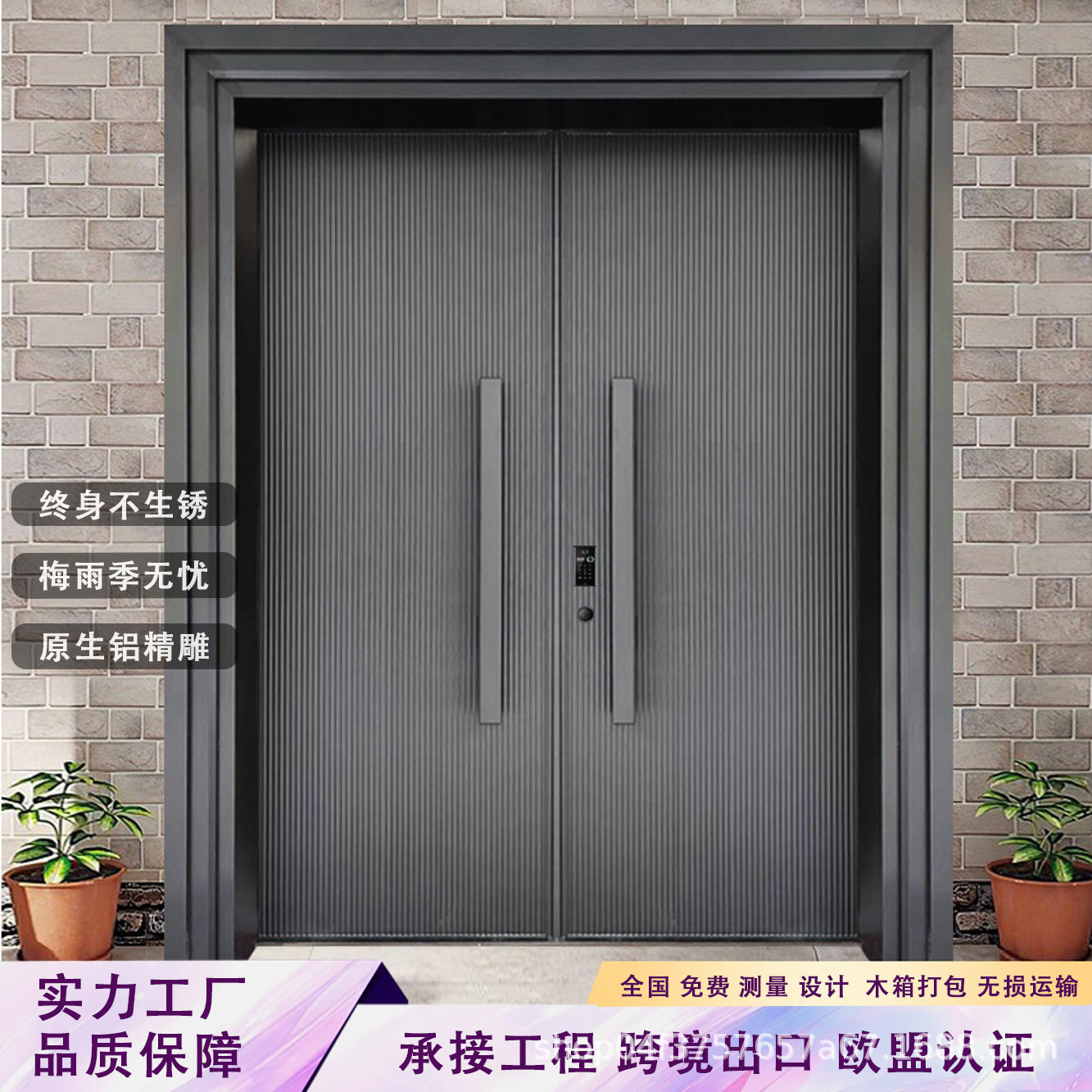 别墅大门双开门农村自建房大门防盗门自建房子母入户进户门铸铝门