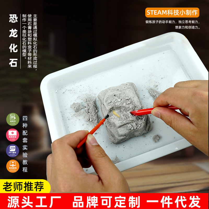 儿童科学实验diy恐龙化石挖骨架掘考古宝石恐龙化石手工玩具