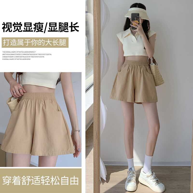JZ【2024夏季】工装短裤女夏高腰肌理感休闲运动宽松显瘦a字阔腿_粉黛尔时装阁_女装/女士精品-第2张图片-提都小院