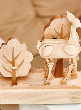 小鹿呦呦可爱创意送礼可充电八音盒木质摆件（摘星客）