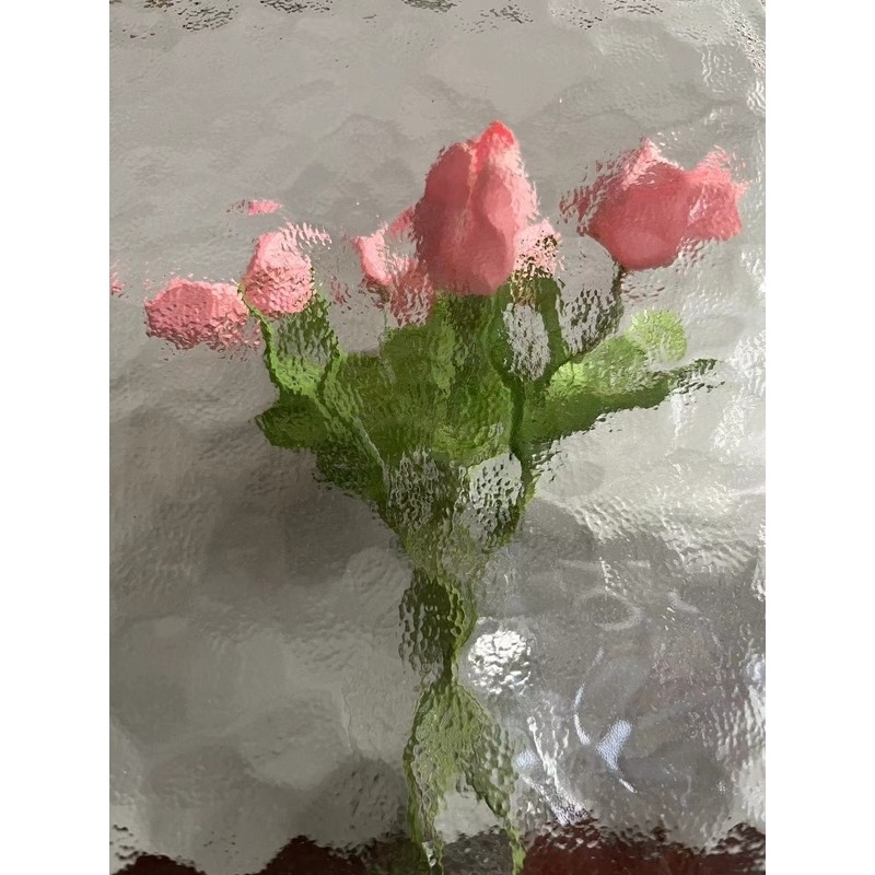 水立方水波纹石头纹超白压花艺术钢化玻璃门窗隔断屏风定制