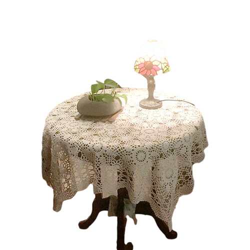 速发镂空钩针钩花沙发巾手工纯棉编织桌布怀旧r复古能盖巾正方形