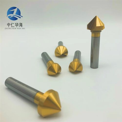 速发含钴尖头镀钛倒角刀 直柄倒角刀单刃三刃毛刺钻头 0度倒角神