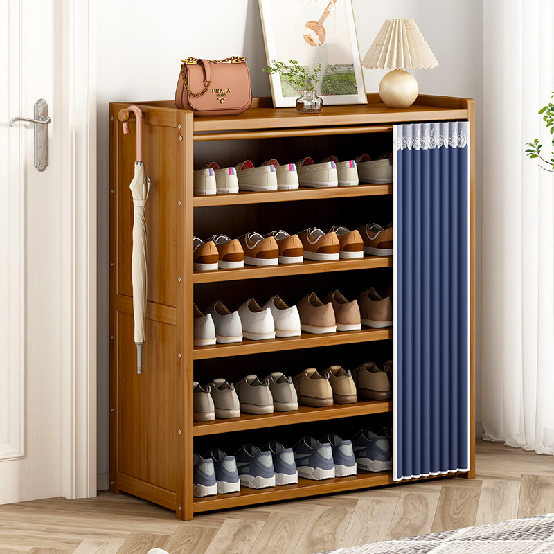 速发全楠竹鞋架简易门口家2鞋架子室木防尘收纳实内20用新款爆款