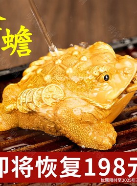 速发金蟾变色茶宠饰件精品茶玩茶台桌摆茶盘茶道招财蟾蜍面品精品