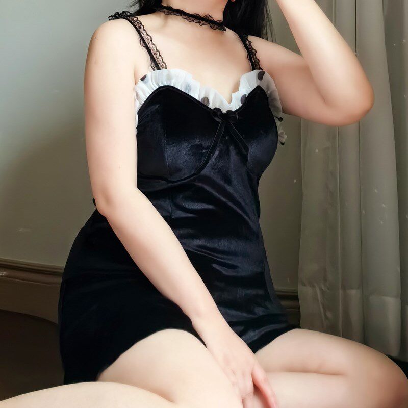 速发士睡衣大码夏季纯欲性感v领带胸垫聚拢托胸吊带睡裙200斤