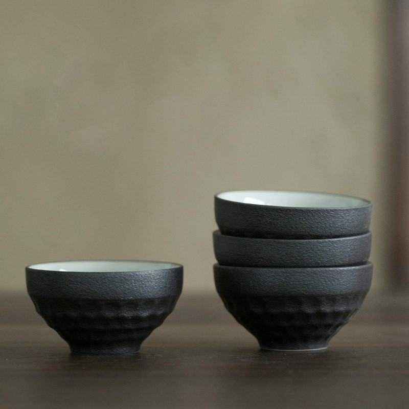 速发黑陶茶杯冰裂釉品茗杯小茶茶普洱单杯主人杯个人杯子陶瓷功夫