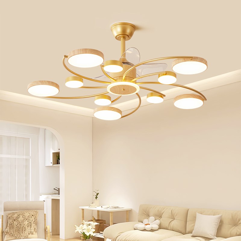 速发客厅风艺术原木风卧室吊扇灯简约2420年新款设计感灯扇吊灯