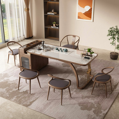 实木茶桌椅组合家用新中式简约办公白蜡木现代禅意岩板功夫泡茶台