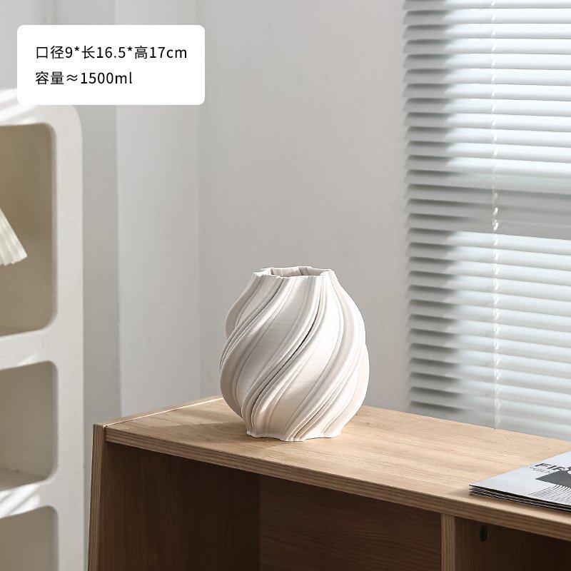 3D花瓶白色简约陶瓷装饰干花花瓶水养鲜花客厅插花桌面摆件高级感,家居饰品,花瓶,淘宝优惠券,粉丝福利购,淘宝优惠卷