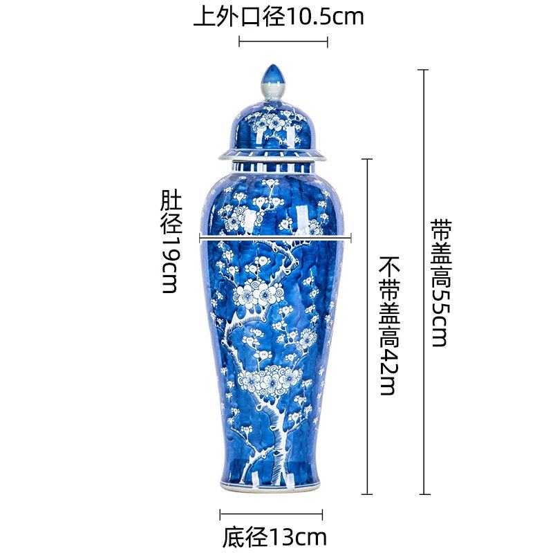 景德镇纯手绘青花瓷冰梅将军罐新中式客厅玄关陶瓷花瓶装饰摆件,家居饰品,储物罐,淘宝优惠券,粉丝福利购,淘宝优惠卷