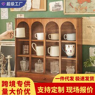 分格化妆品整理梳妆台木质复古收纳盒办公桌面杯子茶杯抽屉置物架
