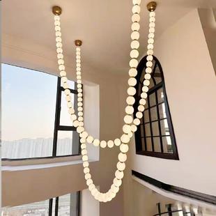 法式 店酒店loft楼梯间珍珠项链吊灯 客厅吊灯设计师餐厅吧台服装