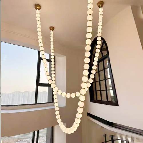 法式客厅吊灯设计师餐厅吧台服装店酒店loft楼梯间珍珠项链吊灯