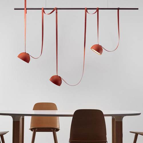 餐厅吊灯创意个性餐桌吧台设计师侘寂风艺术复式楼皮带橱窗装饰灯