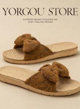远港抗菌亚麻拖鞋女士春夏季室内家居防滑吸汗家用四季防臭凉拖鞋
