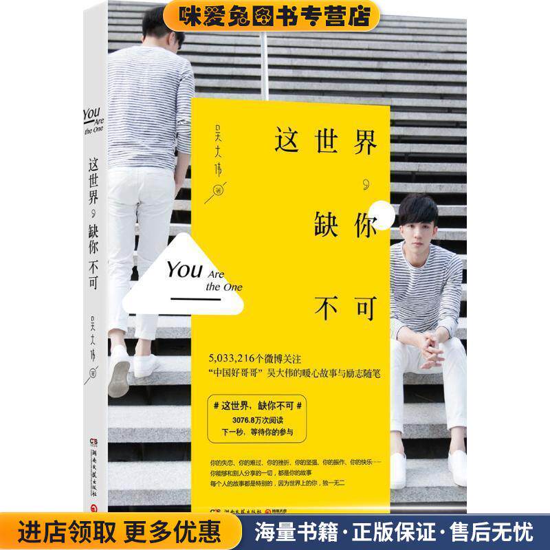 这世界,缺你不可:“中国好哥哥”吴大伟的暖心故事与励志随笔(正版收藏品)吴大伟 著湖南文艺出版社9787540472900