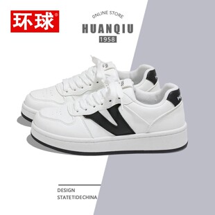 环球板鞋女款配裙子轻便软底白黑女鞋白色学生平底运动休闲小白鞋