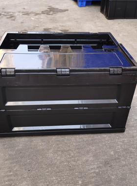 黑色塑料折叠箱 塑料PP带盖折叠箱 家用折叠收纳箱 可丝印logo