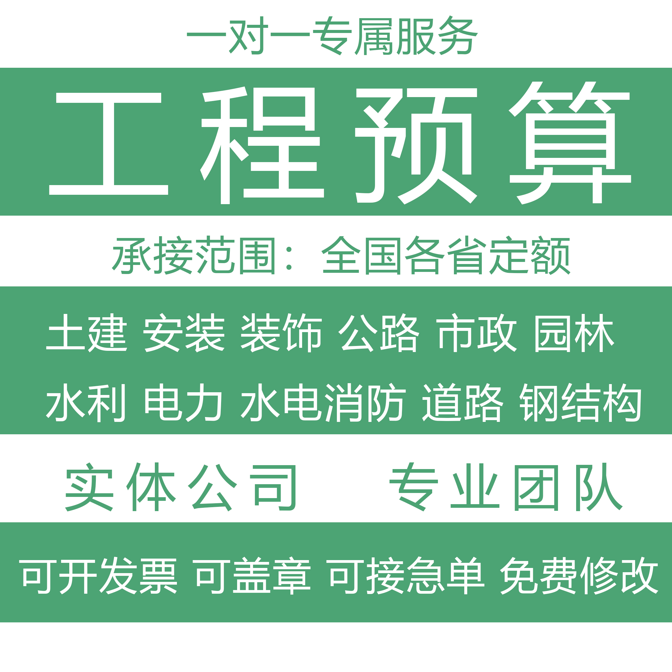 代做工程造价预算+招投标