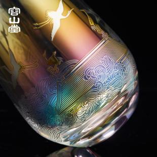 容山堂焕彩水晶玻璃杯大男女喝水杯家用泡绿茶杯故宫金银烧瑞鹤图