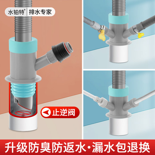 面面洗衣机防返臭防反水排水接头