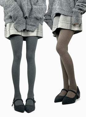 white socks春秋美拉德搭配连裤袜灰色学院风外穿微压保暖连脚袜