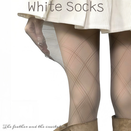 WHITE SOCKS老钱风辣妹菱格灰丝袜防勾丝透肉连裤袜美腿打底袜女
