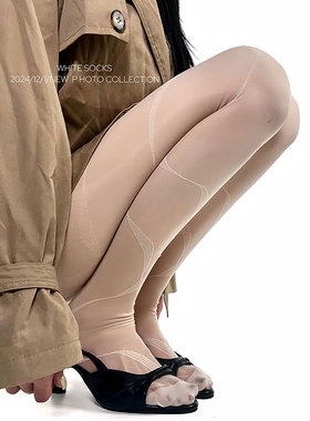 WHITE SOCKS春夏芭蕾风0d白色丝袜透气印花提花超薄连裤袜丝袜