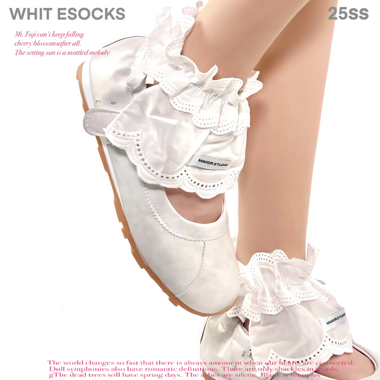 WHITE SOCKS 春夏芭蕾风镂空蕾丝花边鞋套搭配小腿袜lolita中筒袜