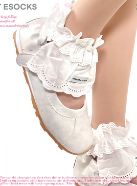 WHITE SOCKS 春夏芭蕾风镂空蕾丝花边鞋套搭配小腿袜lolita中筒袜