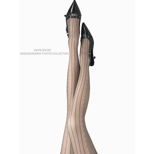 WHITE 袜防勾丝高级感女 SOCKS春夏灰色丝袜纯欲性感蕾丝提花连裤