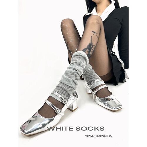white socks夏季泡泡口高级感超薄堆堆袜纯棉防晒小腿袜套女