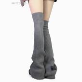 white socks灰色加长学院堆堆袜套针织保暖保暖百搭小腿袜套ins女