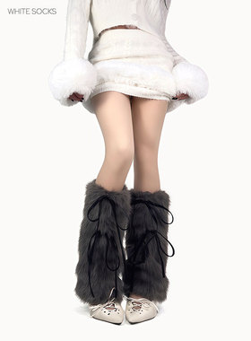 white socks秋冬y2k毛毛腿套个性辣妹亚文化保暖堆堆袜套阔腿显瘦