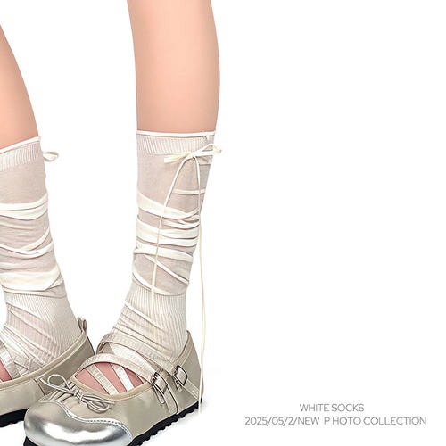 WHITE SOCKS白色简约小腿袜芭蕾风lolita腿套甜美jk蝴蝶结堆堆袜