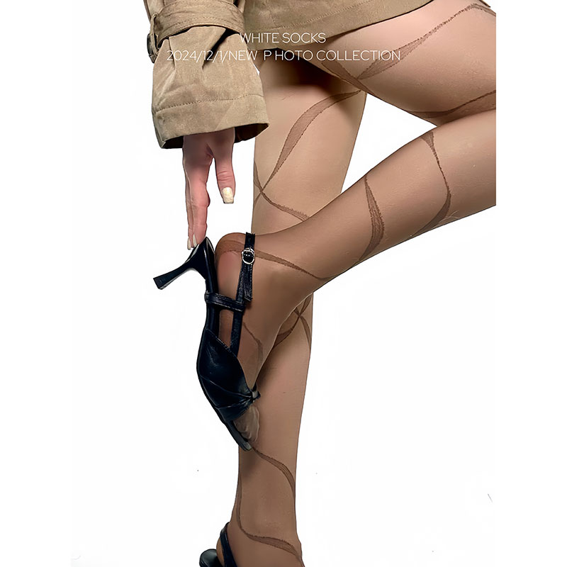 WHITE SOCKS法式复古0d黑色丝袜超薄y2k丝袜防勾丝飘带连裤袜女