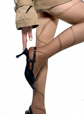 WHITE SOCKS法式复古0d黑色丝袜超薄y2k丝袜防勾丝飘带连裤袜女