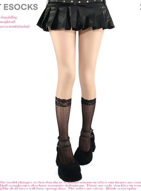 WHITE SOCKS黑色蕾丝花边小腿袜纯欲jk透气芭蕾风堆堆袜配玛丽珍