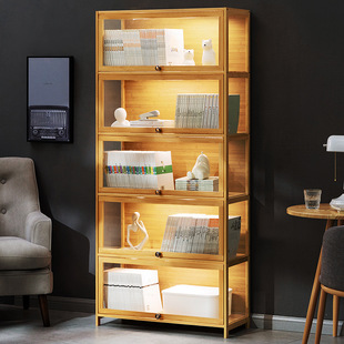 书架书柜置物架带柜门储物柜一体格子柜展示柜落地多层客厅置物柜