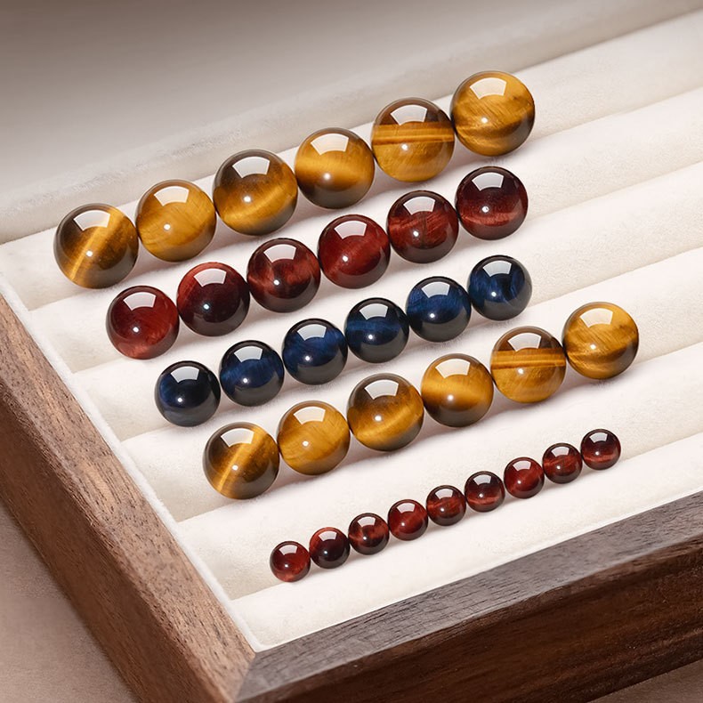 7A天然虎眼石散珠圆珠虎睛石配珠diy手串手工散珠串珠饰品配件