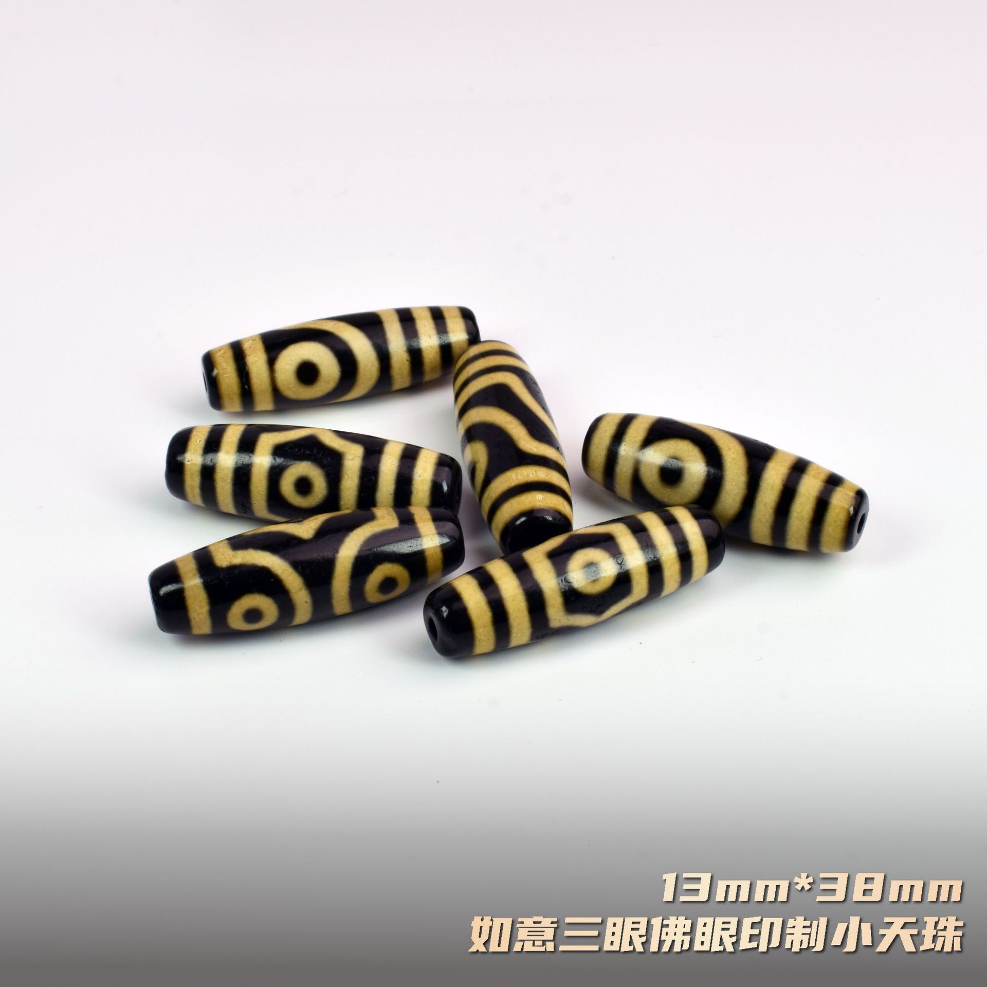 老玛瑙天珠牙黄色风化纹两眼三眼手链项链天珠散珠散批天珠玛瑙