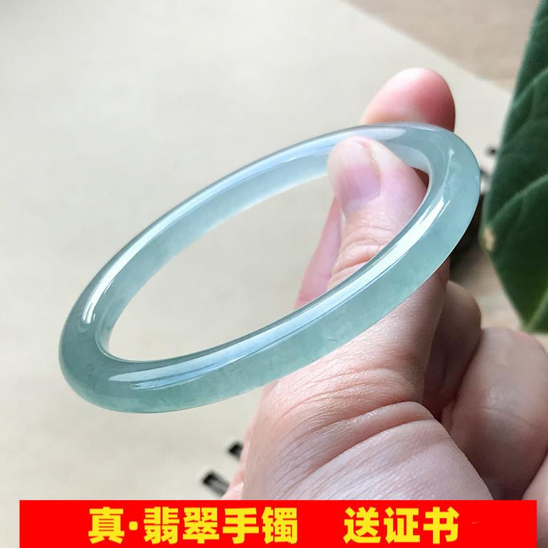 缅甸翡翠手镯圆条女款老坑