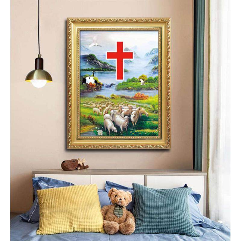 新疆包邮2025钻石画新款红十字架绣十字绣玄关山水画框风景点带餐,居家布艺,钻石绣,淘宝优惠券,粉丝福利购,淘宝优惠卷