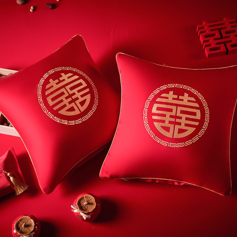 速发结婚喜字抱枕一对房庆厅房布置客婚沙发靠垫婚礼新婚布置床上